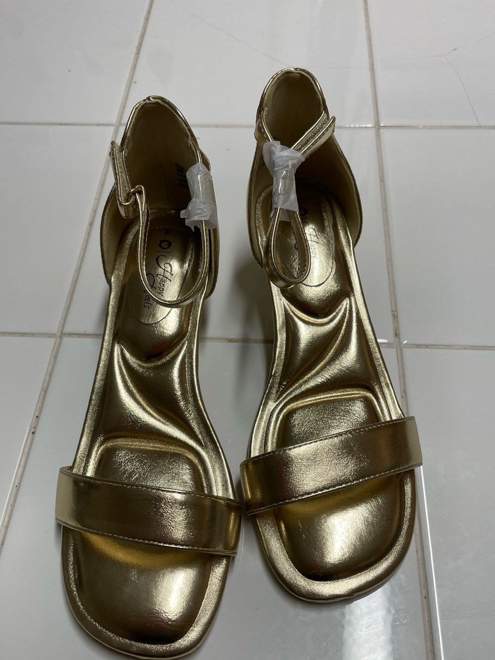 PatPat Metallic Gold Ankle-Strap Sandals